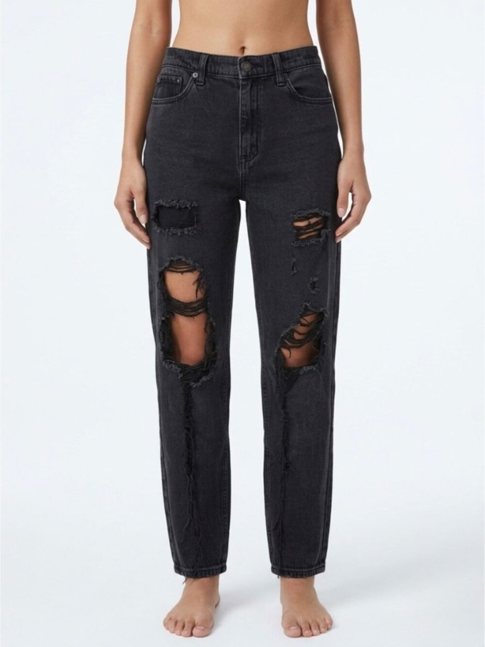 Aeropostale Black Distressed Mom Jeans High-Rise Boyfriend Style 4| Indie Sleaze